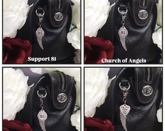 Support 81 Angel Wing Purse Charm-Support 81 Accessories-Biker Gift-Purse Charms-Purse Jewelry-Support 81 Gift-Angel Wing Charm-81 Supporter
