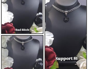 Baddie Support 81 Stainless Steel Necklace-81 Supporter Necklace-Support 81 Jewelry-Biker Necklace-Biker Jewelry-Support 81 Gift for her