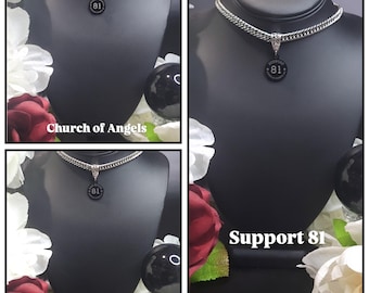 Cuban Link Support 81 Stainless Steel Necklace-81 Supporter Necklace-Support 81 Jewelry-Biker Necklace-Biker Jewelry-Support 81 Gift for Her