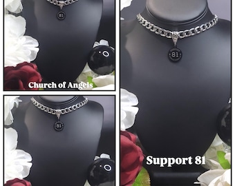 Extreme Choker Support 81 Stainless Steel Necklace-81 Support Necklace-Support 81 Jewelry-Biker Necklace-Biker Jewelry-Support 81 Gift-Biker