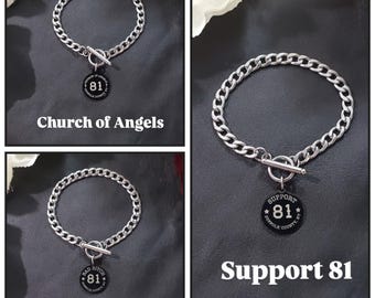 Support 81 Biker Stainless Steel Toggle Bracelet Jewelry-Support 81 Biker 81 Supporter Gifts for Her-Biker Mom-Support 81 Gift-Biker Jewelry