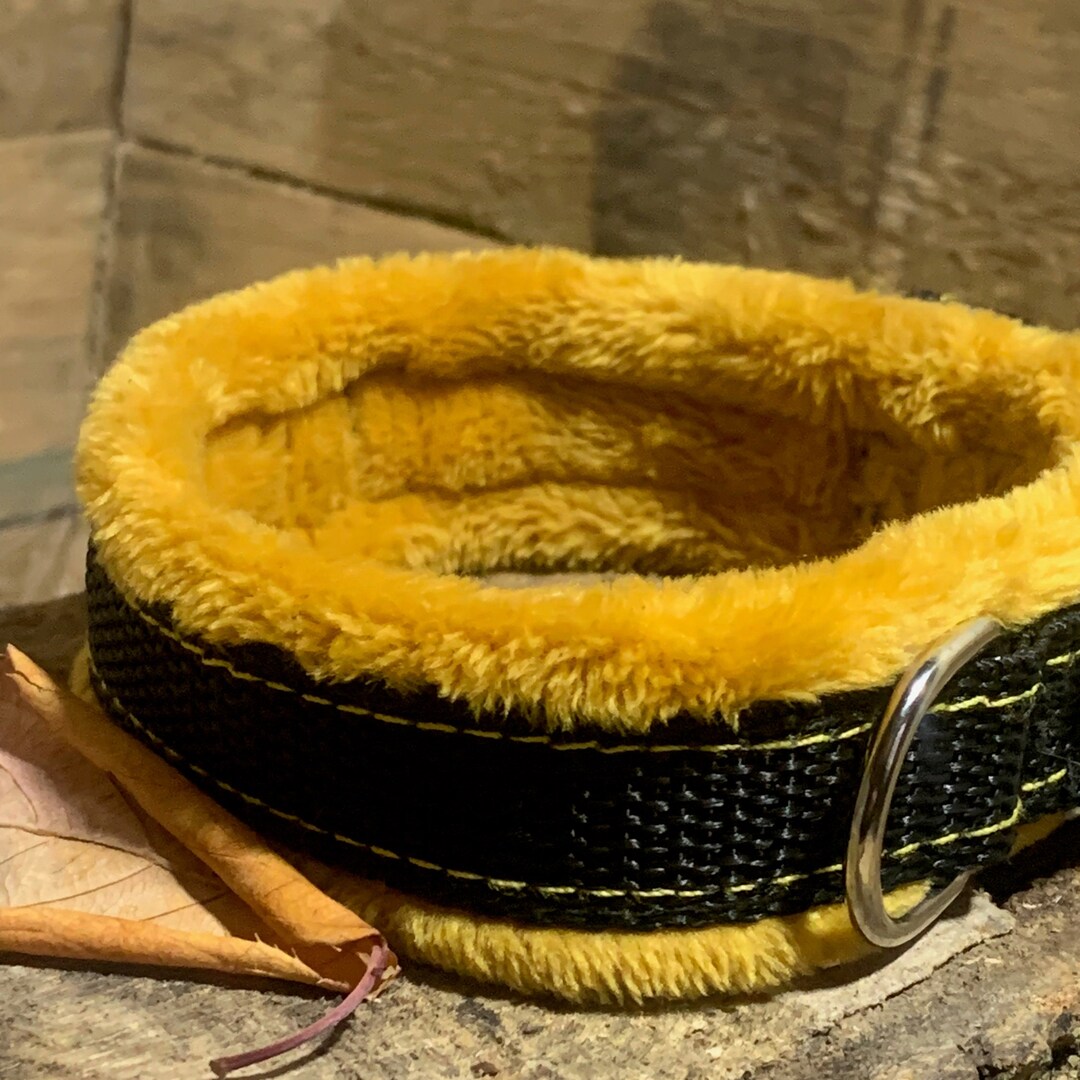 Fleece Dog Collar / Luxury Dog Neckwear / 5 Sizes Available / 2 Widths / Adjustable / Ochre