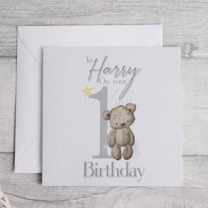 Personalised Bear Birthday Card, 1st Birthday, 2nd Birthday, 3rd Birthday