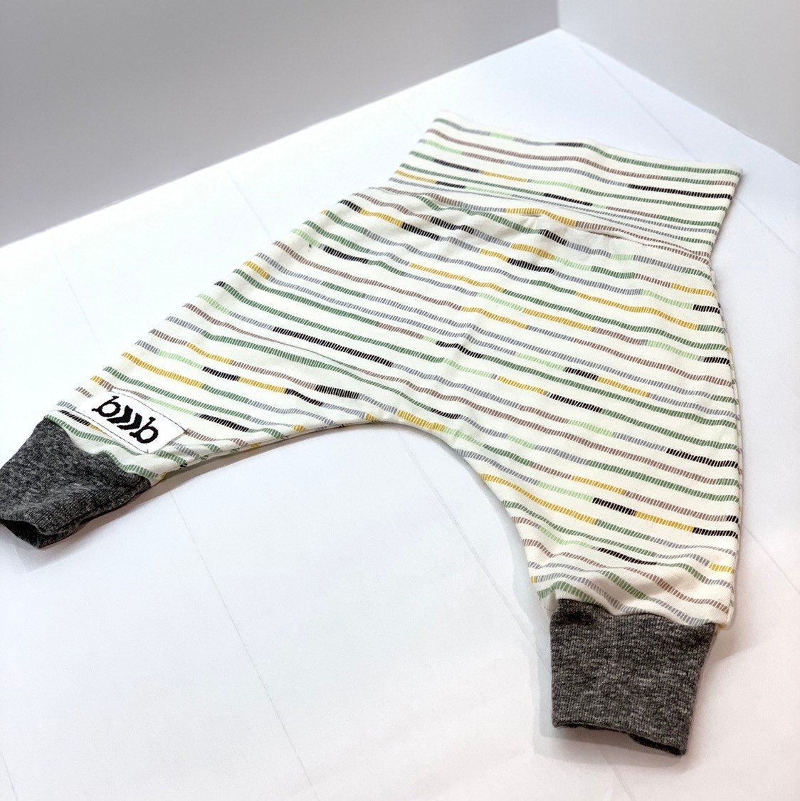HANDMADE BRUSH STROKE JERSEY HAREM TROUSERS PANTS BABY TODDLER KIDS CLOTHES