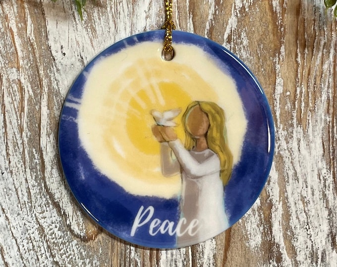 Peace Angel Christmas Ornament, Angel Christmas, Tree trimming, Christmas gift