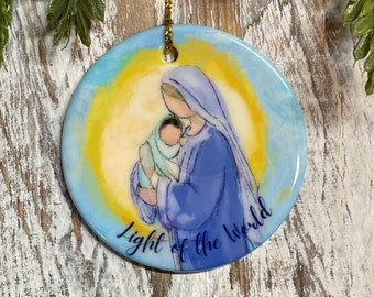 Virgin Mary and Jesus Christmas Ornament, Madonna and Child, Blessed Mother, Holiday gift, Religious ornament, Meaningful Christmas gift