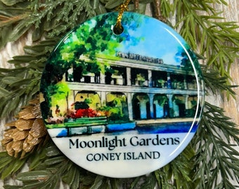 Moonlight Gardens Coney Island Ceramic Ornament, Cincinnati Landmark, Cincinnati Ohio, Holiday gift,