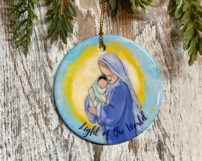 Virgin Mary and Jesus Christmas Ornament, Madonna and Child, Blessed Mother, Holiday gift, Religious ornament, Meaningful Christmas gift