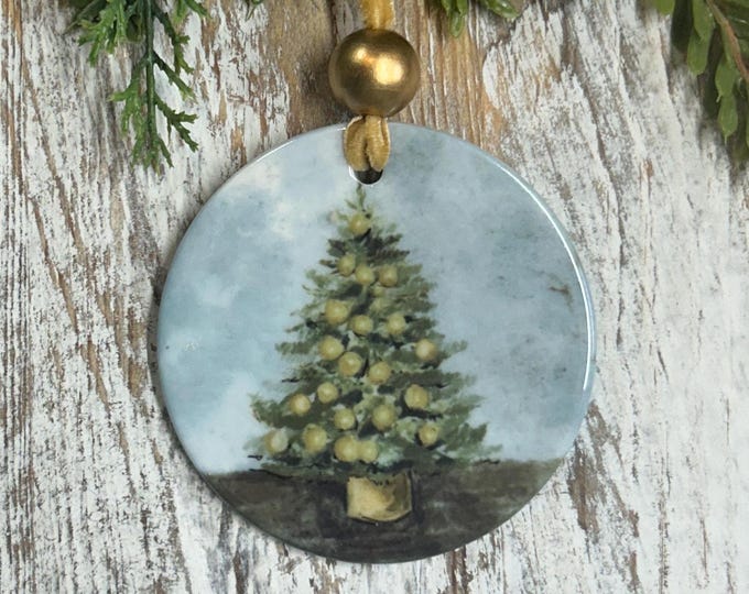 Christmas Tree Ornament, 2024 Color Trend, Neutral Colors, Tree Painting Ornament, Christian Ornament, Holiday gift