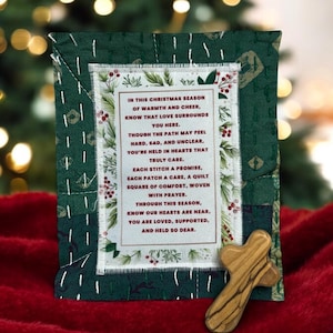 Carré de courtepointe de bénédiction de Noël - cadeau de Noël, encouragements chrétiens, cadeau de la foi, souvenir de Noël, courtepointe recyclée