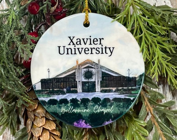 Bellarmine Chapel Xavier University Ceramic Christmas Ornament, Musketeers, Collage Student gift, Xavier Alumni gift, Holiday gift,