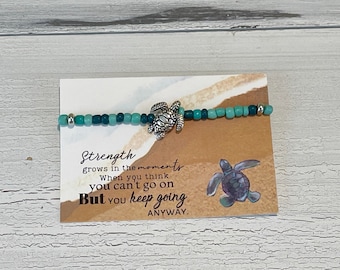 Turtle Bracelet, Strong woman, Encouraging gift, Gift for a friend, Seed bead bracelet