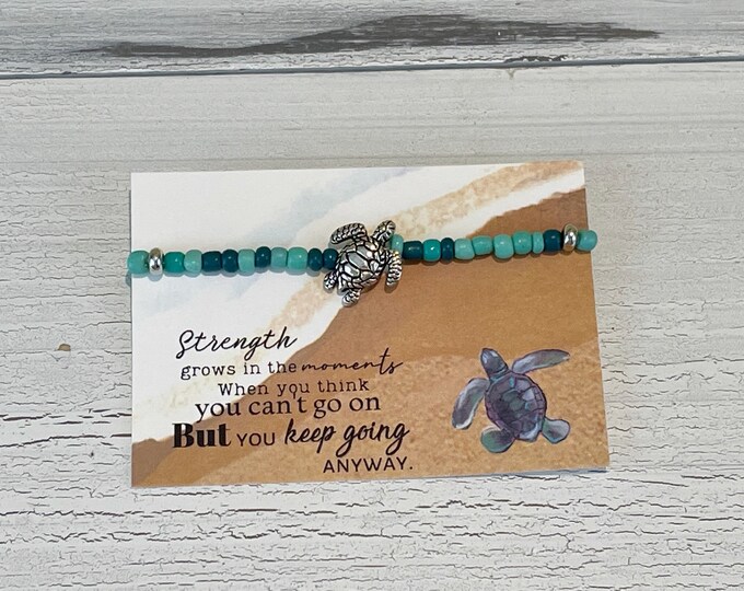 Turtle Bracelet, Strong woman, Encouraging gift, Gift for a friend, Seed bead bracelet