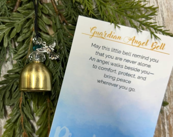 Guardian Angel Bell Gift • Christian Encouragement Gift • Protection Bell with Blessing • Faith Keepsake • Sympathy, Memorial & Comfort Gift