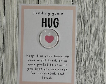 Hug Glass Gem - Pocket Token, Encouragement, Anxiety Relief, Love, Friendship, Get Well Gift, Thinking of You Gift