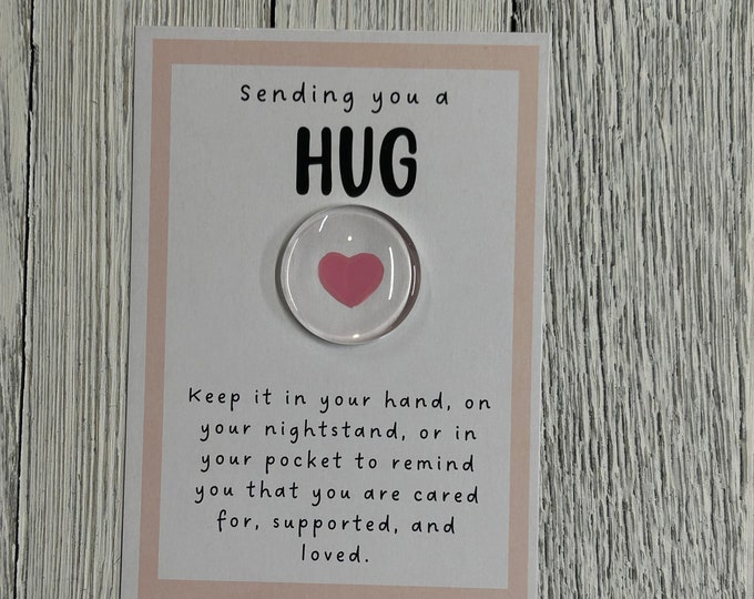 Hug Glass Gem - Pocket Token, Encouragement, Anxiety Relief, Love, Friendship, Get Well Gift, Thinking of You Gift