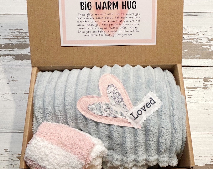 Sending You a HUG Box, Blanket and Fuzzy Socks Gift Set, Comforting