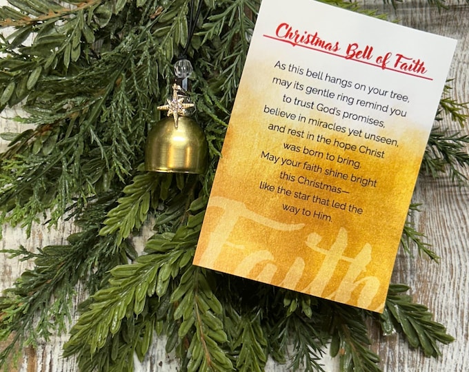 Christmas Faith Blessing Bell with Star – Christmas Blessing, Religious Ornament for Tree, Inspirational Christian Gift, Holiday Faith Decor