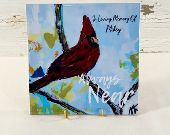 Memorial Cardinal Tile Gift Personalized, Sympathy Gift, Loss of Loved One Gift,