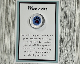 Loss of a Dog Memorial Glass Gem - Pocket Token, Sympathy gift, Loss of Pet, Angelversary, Remembrance Gift, Condolence Gift
