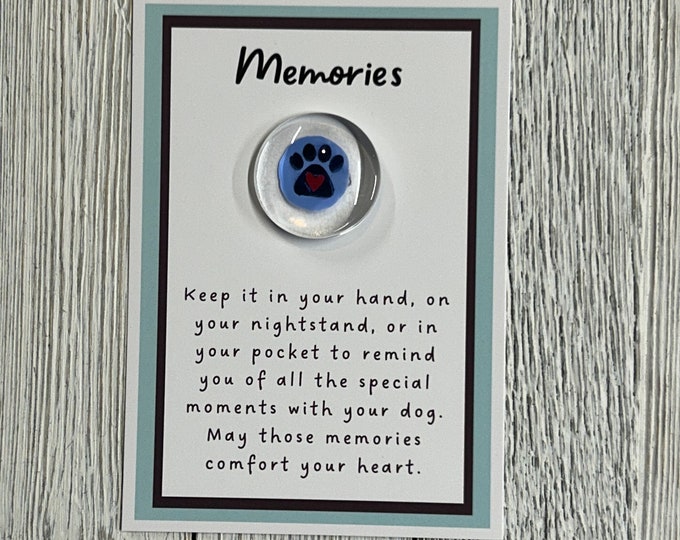 Loss of a Dog Memorial Glass Gem - Pocket Token, Sympathy gift, Loss of Pet, Angelversary, Remembrance Gift, Condolence Gift