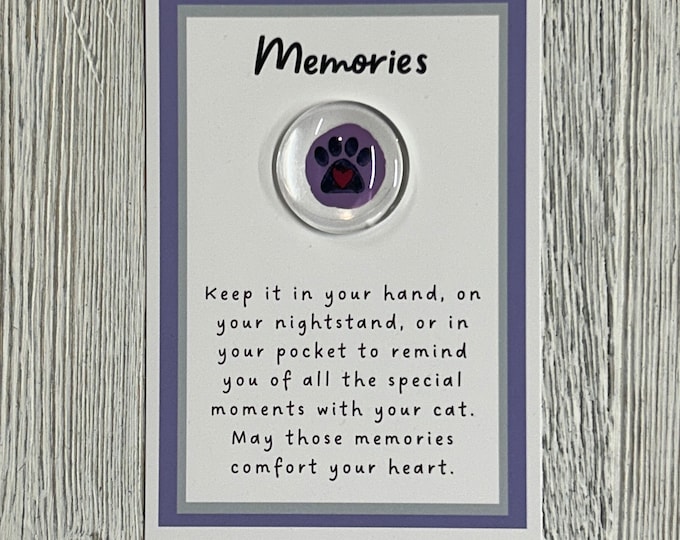 Loss of a Cat Glass Gem, Sympathy gift, Loss of Pet, Pocket Token, Angelversary, Remembrance Gift, Condolence gift,