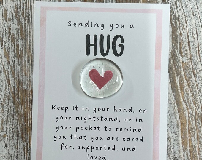 Hug Glass Gem, Pocket Token, Sending a hug, Anxiety Gift, Get Well Gift, Healing Thoughts, Surgery Gift, Cancer Gift, Thinking of You Gift