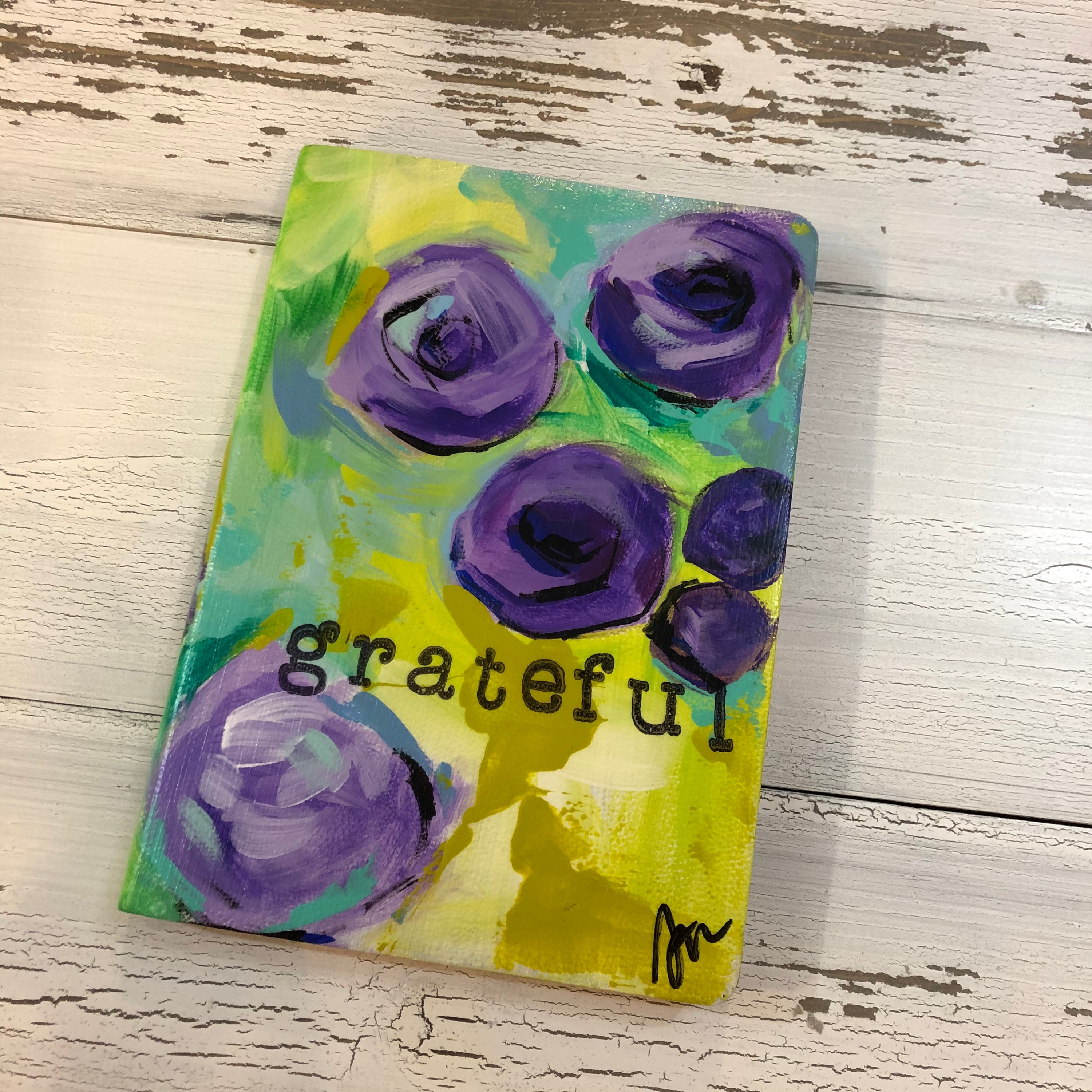 Hand Painted Journal with purple flowersJournaling/ writing/meditation