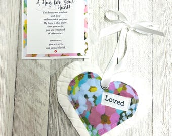 A Hug for Your Heart – Handmade Fabric Heart Gift | You Are Loved Encouragement Gift | Thinking of You | Sympathy Gift