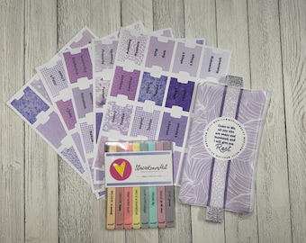 Purple Bible Journaling Accessories - Bible Tabs, Highlighters, Pouch with Strap, Bible Study Kit, Faith Planner & Scripture Craft Supplies