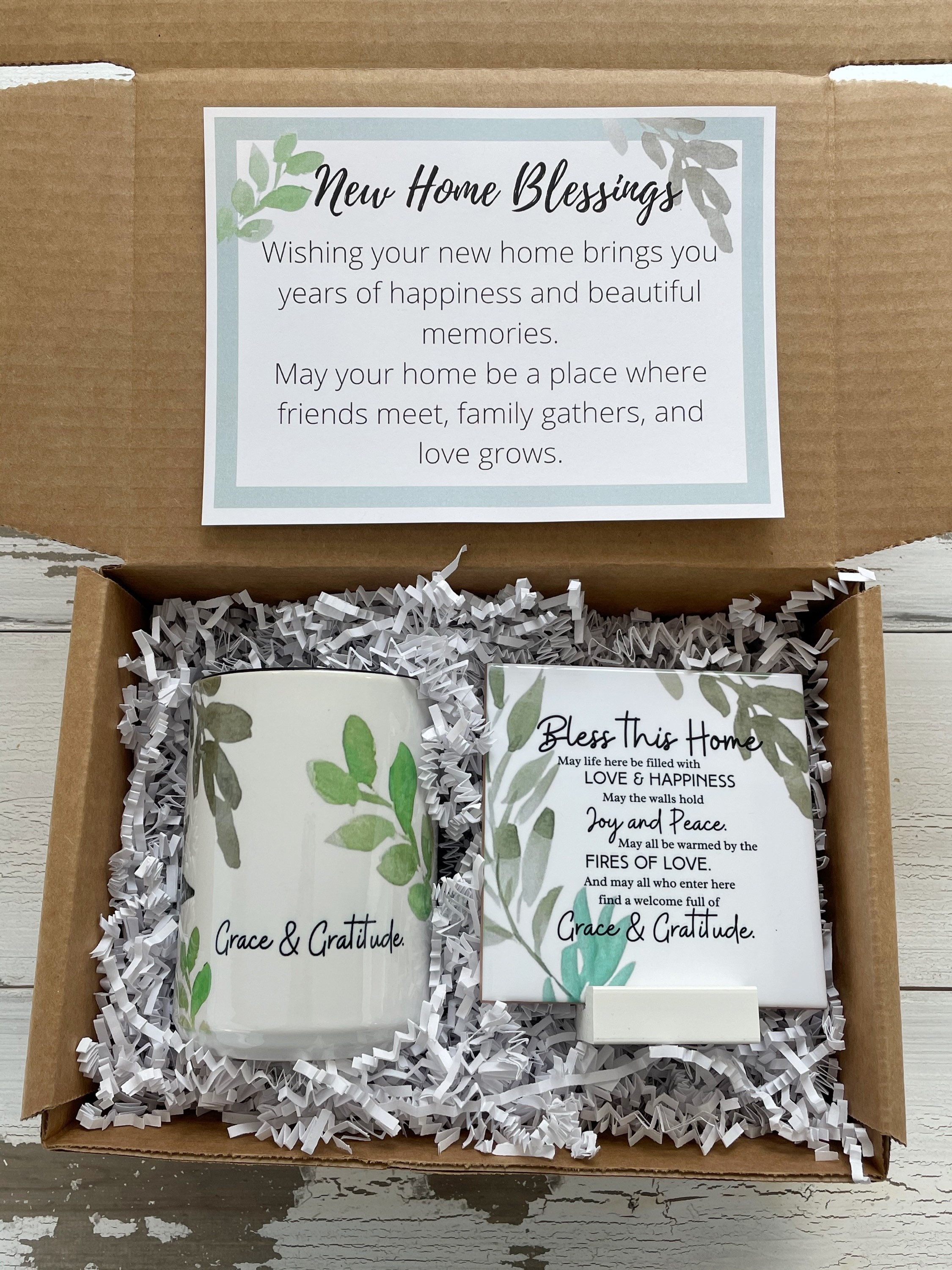 New House Blessings Box, Housewarming mug and tile gift set, New home gift, New beginning