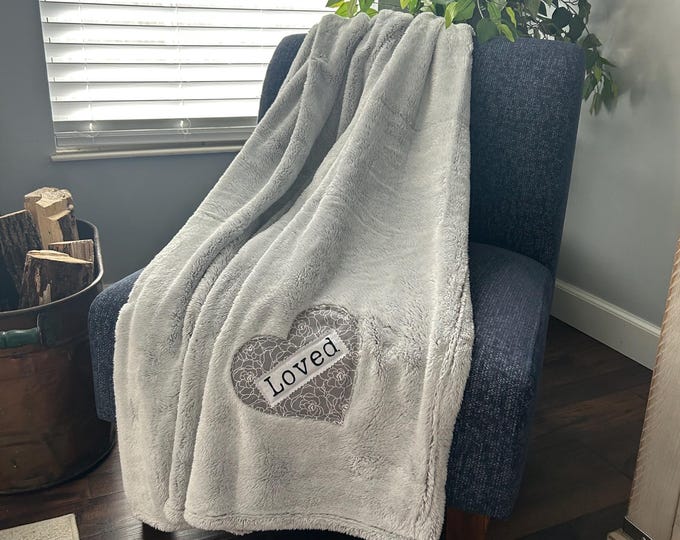 Sending You a HUG Box with gray floral heart, Soft Blanket, Comforting gift, Uplifting gift, Encouraging gift for her, Anxiety gift,