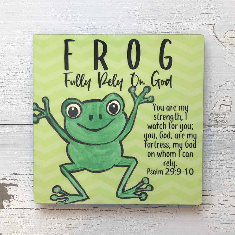 Faith Gift Art Print with Stand of FROG Fully Rely on God Etsy