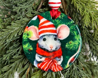 Christmas Mouse Ornament, Tree trimming, Holiday gift, Christmas gift, Special gift, The Night Before Christmas