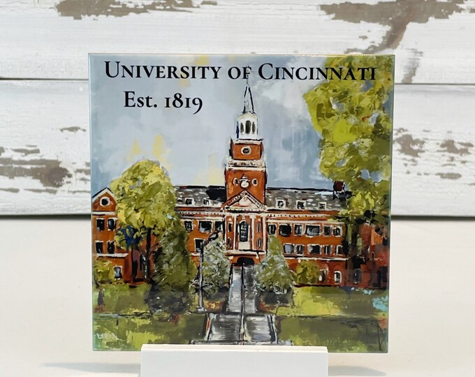 University of Cincinnati McMicken Hall 6"x6" ceramic tile, UC, Graduation gift,