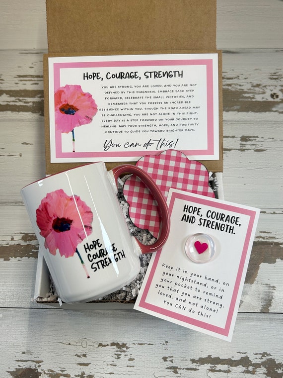 Hope, Courage and Strength Mug Gift Set – Cancer Support, Get Well, Mental Health, Grief, Chemo, Thinking of You Gift for Her
