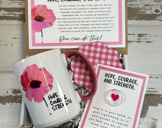 Hope, Courage and Strength Mug Gift Set – Cancer Support, Get Well, Mental Health, Grief, Chemo, Thinking of You Gift for Her