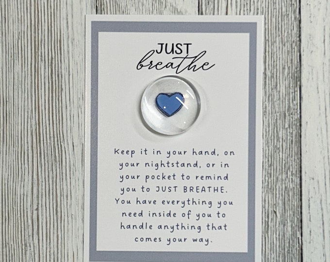 Breathe Glass Gem - Pocket Token, Comforting Gift For Anxiety, Stress Relief and Encouragement, Cancer Gift, Thinking of You