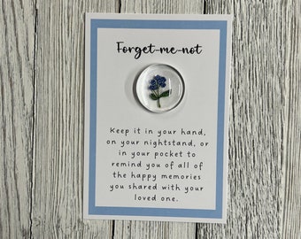 Forget-Me-Not Glass Gem - Angelversary, Sympathy Gift, Memorial Remembrance Pocket Token, Loss of Loved One, Condolence Gift, Grief Support