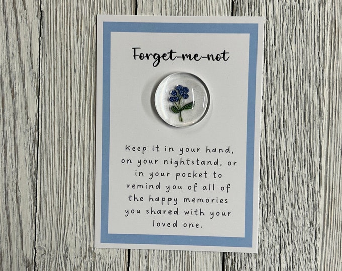Forget-Me-Not Glass Gem - Angelversary, Sympathy Gift, Memorial Remembrance Pocket Token, Loss of Loved One, Condolence Gift, Grief Support