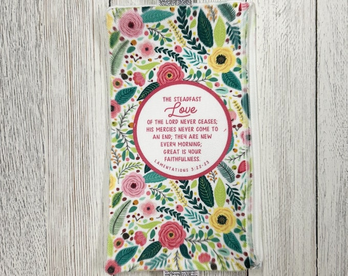 Multi-Color Bible Zipper Pouch – Pencil Case and Marker Organizer, Scripture Inspired Travel Bag, Christian Gift, Journal Pouch, Bible Study