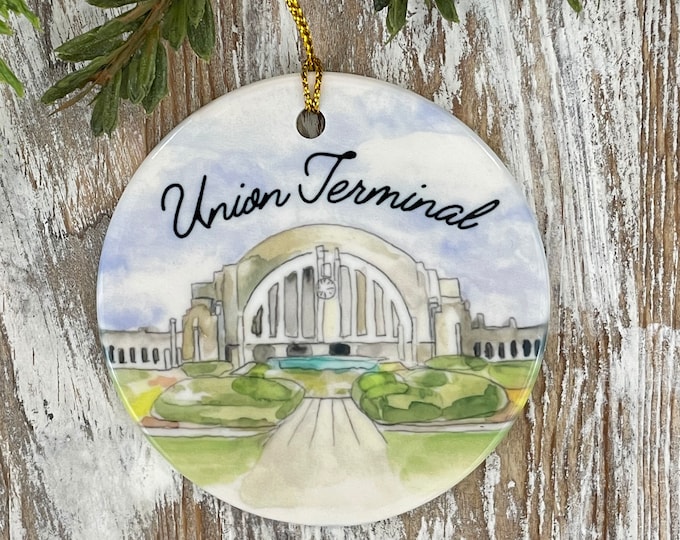 Cincinnati  Union Terminal Christmas Ornament, Cincinnati gift, Queen City, Cincy Christmas, Cincinnati holiday ornament