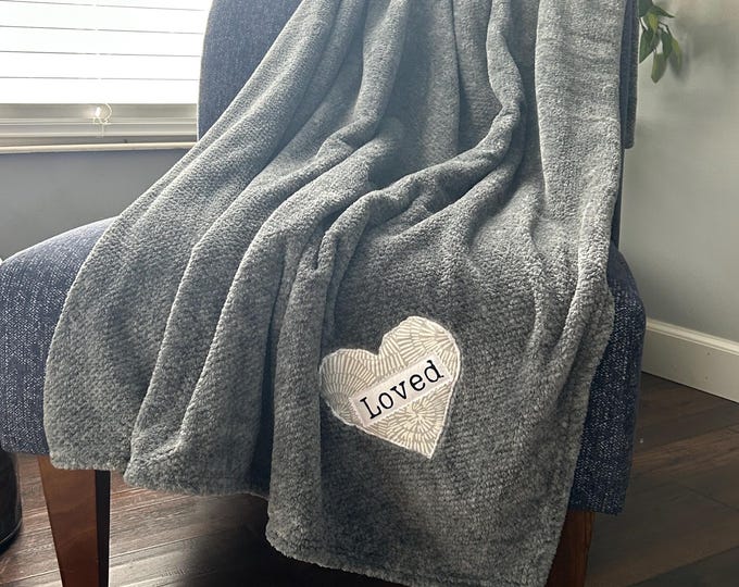 Sending You a HUG Box with gray floral heart, Soft Blanket, Comforting gift, Uplifting gift, Encouraging gift for her, Anxiety gift,