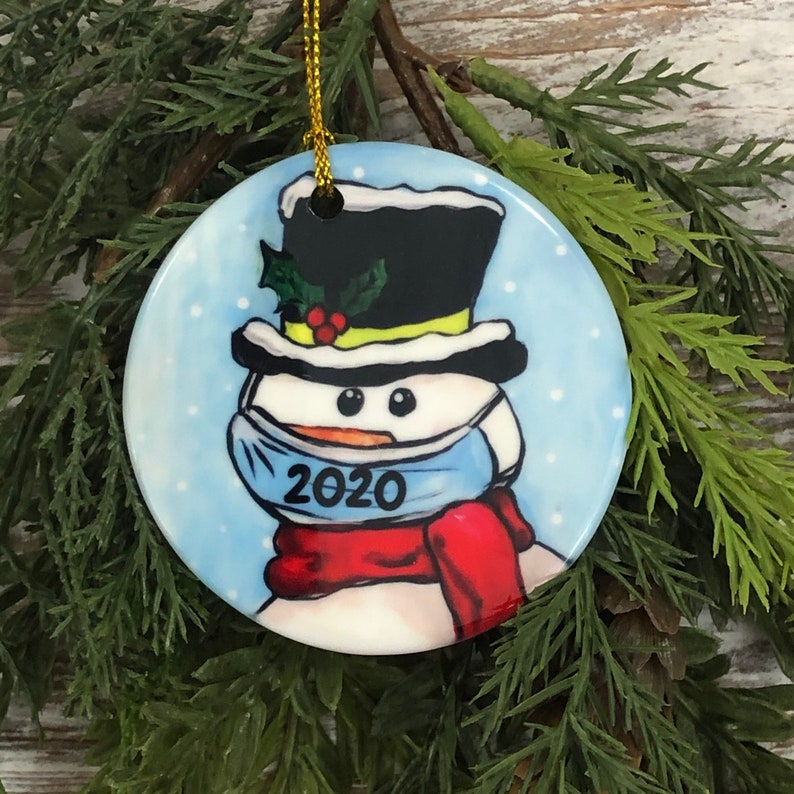 COVID Snowman with mask Christmas Ornament Pandemic gift Etsy