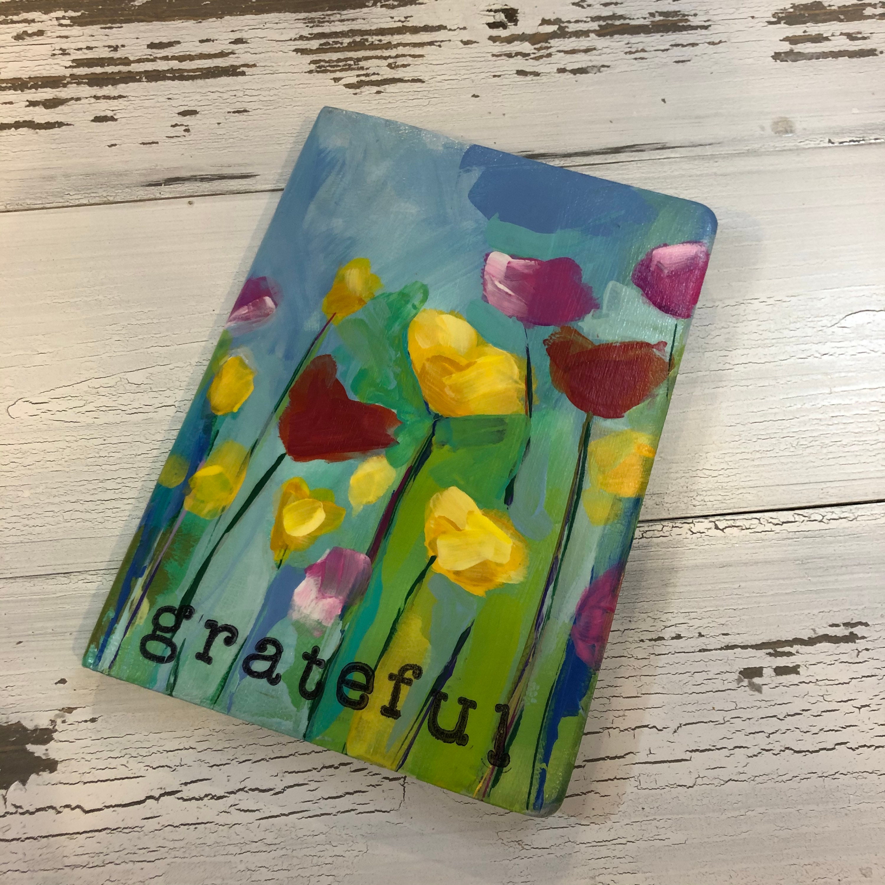 Hand Painted Journal with Flowers Journaling/ writing/meditation/gift