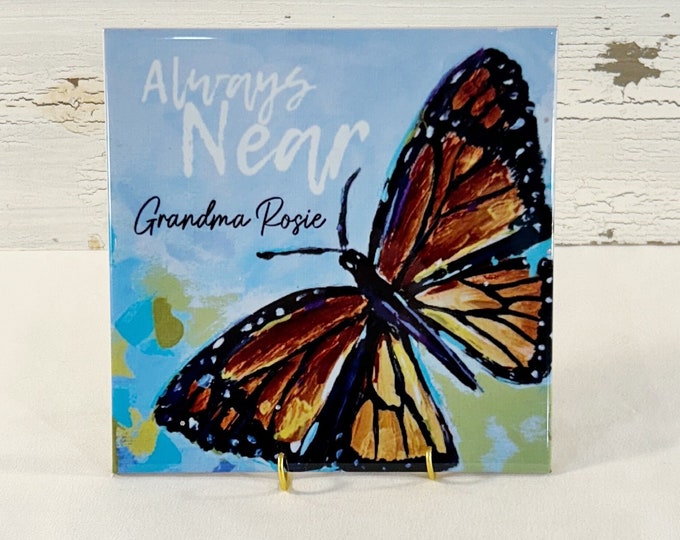 Memorial Butterfly Tile Gift Personalized, Sympathy Gift, Loss of Loved One Gift,