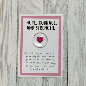 Gemme de verre Hope Courage Strength - Jeton de poche, soutien contre le cancer, rétablissement, santé mentale, deuil, chimio, pensée pour vous