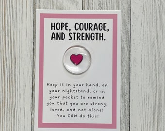 Hope Courage Strength Glass Gem - Pocket Token, Cancer Support, Get Well, Mental Health, Grief, Chemo, Thinking of You