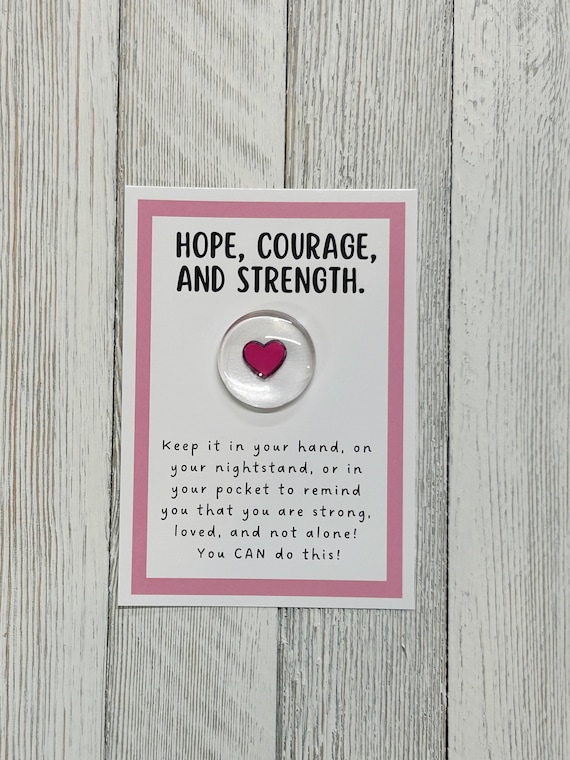 Hope Courage Strength Glass Gem - Pocket Token, Cancer Support, Get Well, Mental Health, Grief, Chemo, Thinking of You