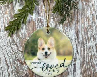 Personalized Photo Dog Memorial Ornament, Custom Ornament, Loss of a Dog Gift, Pet Memorial Ornament, Pet Remembrance, Christmas Ornament